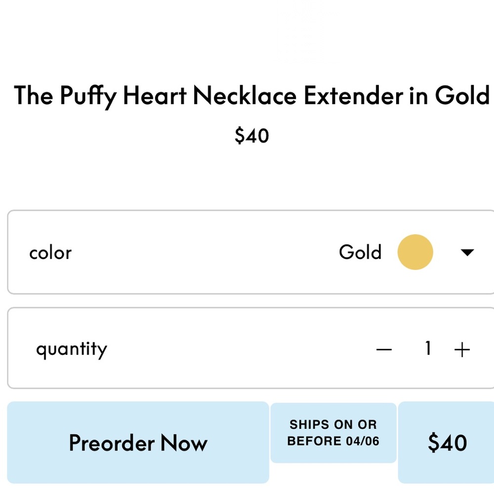 Roxanne Assoulin The Puffy Heart Necklace Extender in Gold - Picture 2 of 3